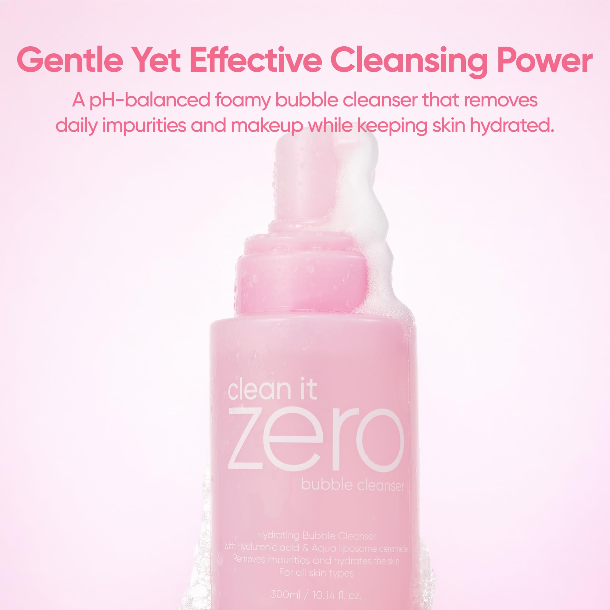 BANILA CO Clean It Zero Amino Bubble Cleanser | pH-Balanced Foaming Facial Cleanser for Sensitive Skin | Daily Moisturizing Face Wash with Hyaluronic Acid & Ceramide (300ml / 10.14 fl. oz) - Image 7