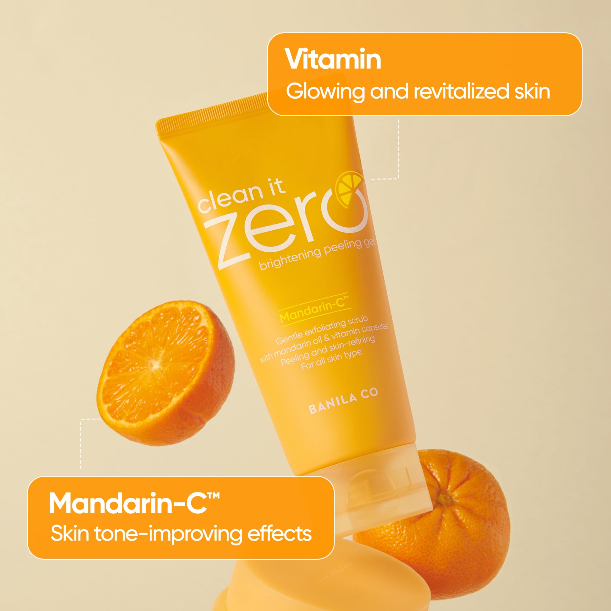 BANILA CO Clean it Zero Brightening Peeling Gel | Gentle Exfoliating Scrub with Mandarin Orange Extract, Korean Skincare for Smooth & Radiant Skin (120ml / 4.05 fl.oz) - Image 3