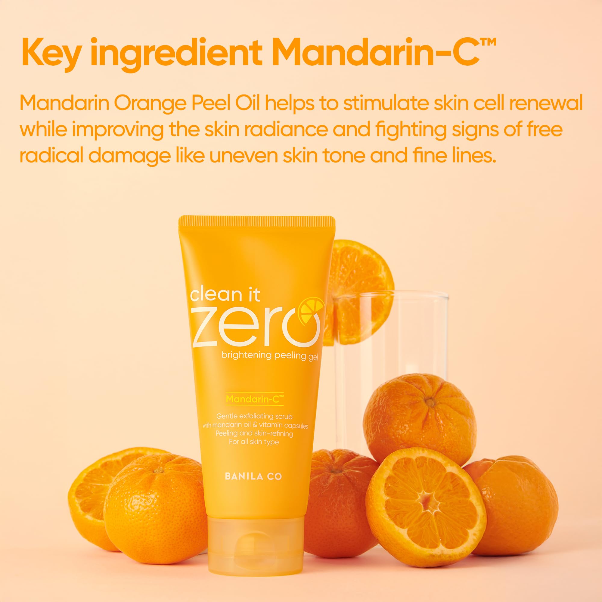 BANILA CO Clean it Zero Brightening Peeling Gel | Gentle Exfoliating Scrub with Mandarin Orange Extract, Korean Skincare for Smooth & Radiant Skin (120ml / 4.05 fl.oz) - Image 4
