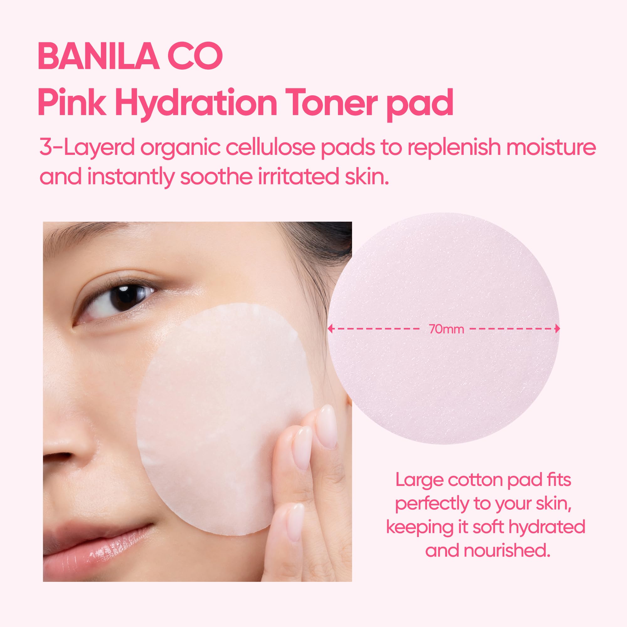 BANILA CO Clean it Zero Pink Hydration Toner Pad | Vegan Korean 3-Layered Pads | Hyaluronic Acids and Vitamin Complex to Moisturize and Soothe Skin | Hypoallergenic, Alcohol Free (70 Pads) - Image 4