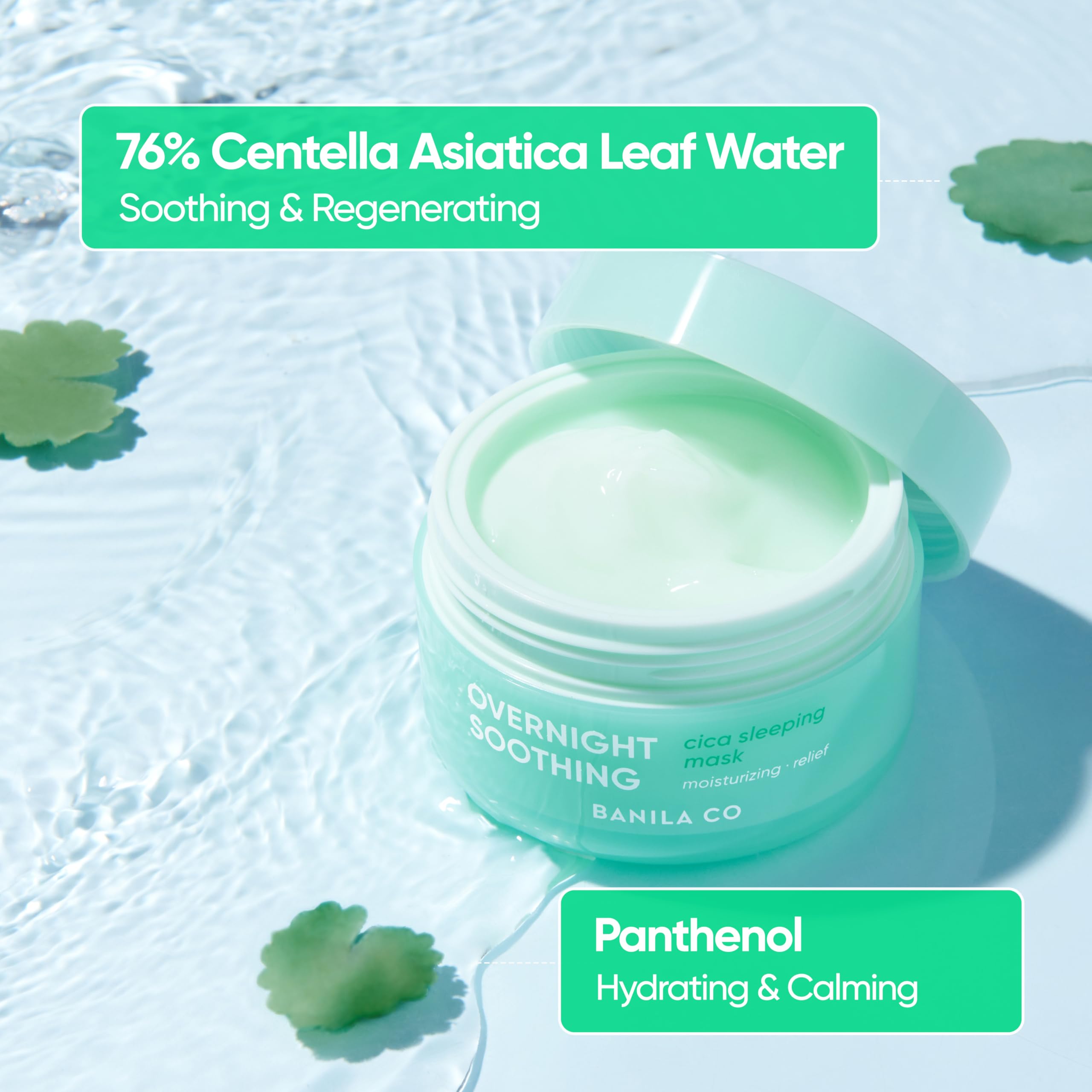 BANILA CO Overnight Soothing Cica Sleeping Mask | Centella Asiatica Water for Calming Skin | Panthenol for Intense Hydration | Korean Facial Skincare Non-Comedogenic (100ml / 3.38 fl oz) - Image 3